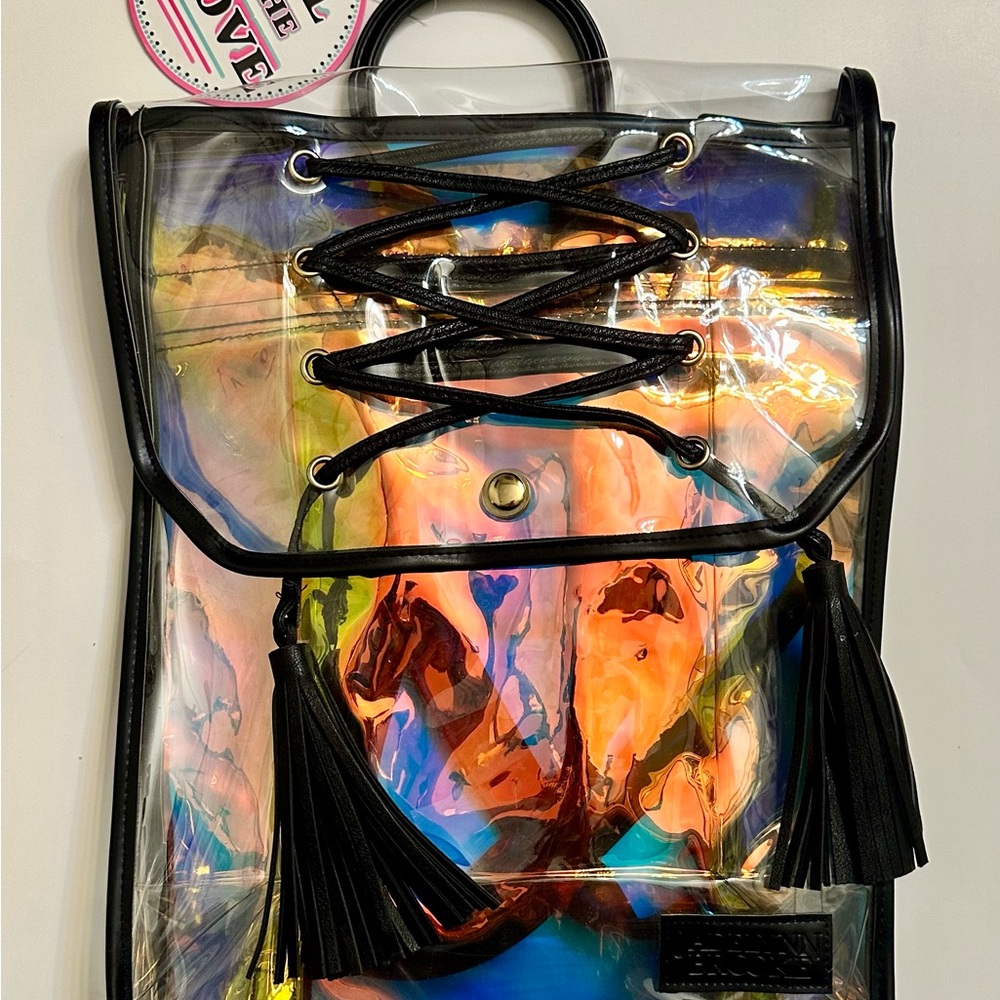 Holographic Backpack with Black Accents